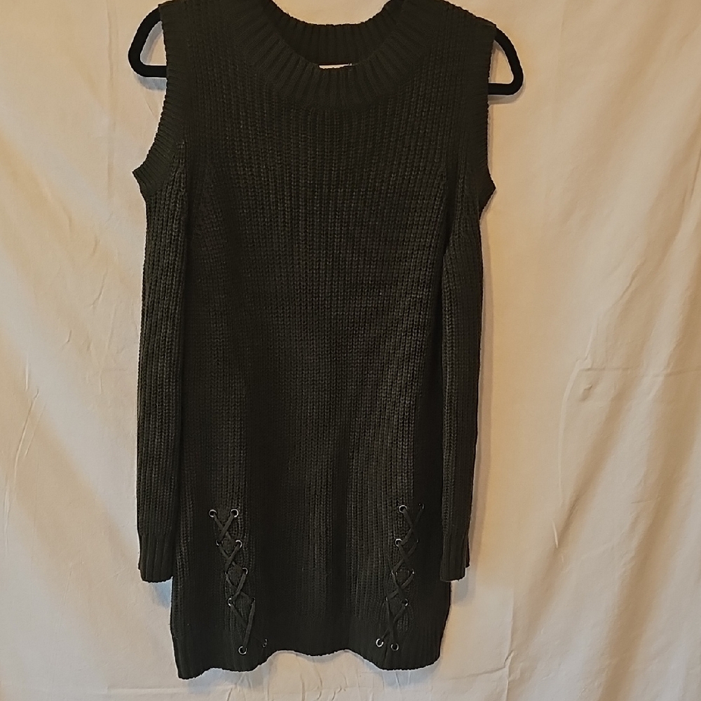 Cavalini Dark Green Long Sleeve Knit Top Leggins Lenth.  Sz Small